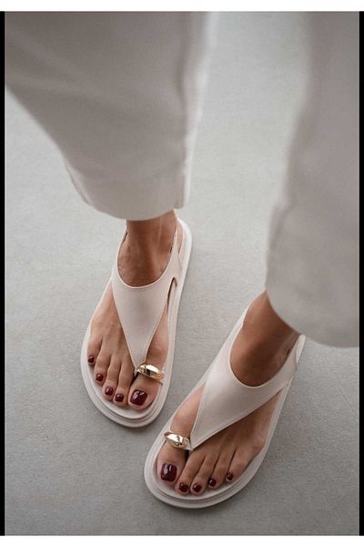 SELİN SOYLU Medusa Flip Flops Women's Sandals with Gold Accessories