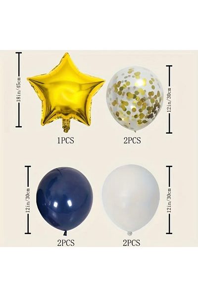 ALYA Σετ γενεθλίων PARTY Gold Star Foil με μπαλόνι μπλε