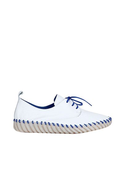 Bueno Shoes Pantofi plati de dama din piele alb albastru - 01wq0200