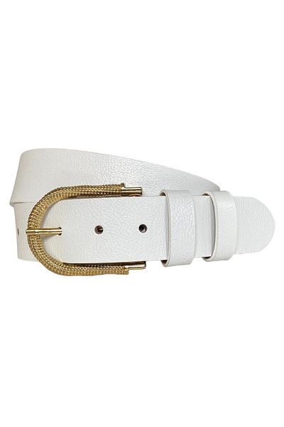 GoDeri 100% piele naturală, blugi de damă albi cu cataramă aurie, centură sport 4 cm=an-byn-12