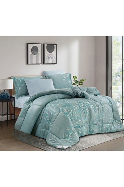 HOURS Horse Fur Winter Double-Sided Comforter Set with Durable and Soft Fabric and Heavy Filling, 6 Pieces, King Size