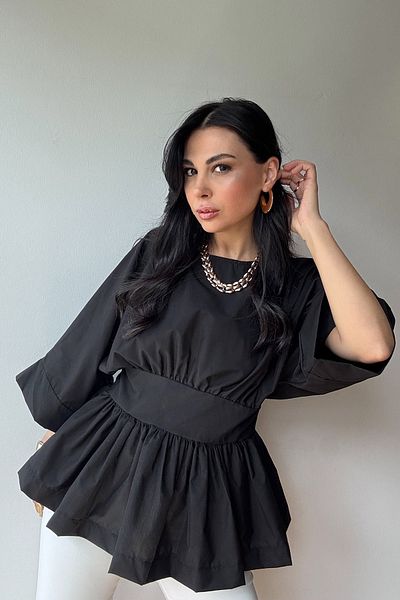 Seda Yalçın Atelier Bluză neagră cu croială relaxată