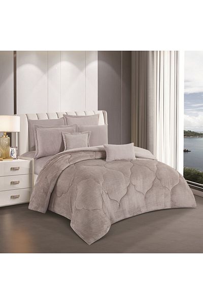 HOURS Horse Fur and Velvet Winter Double-Sided Comforter Set with Durable and Soft Fabric and Heavy Filling, 8 Pieces, King Size