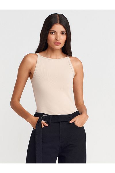Dilvin 21055 Strappy Tank-Beige