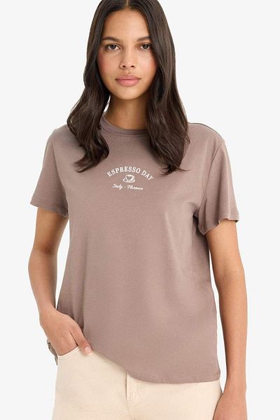 DeFacto Relax Fit Crew Neck Printed Combed Cotton Short Sleeve T-Shirt F2093Ax25Sm