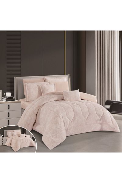 HOURS Horse Fur and Velvet Winter Double-Sided Comforter Set with Durable and Soft Fabric and Heavy Filling, 8 Pieces, King Size