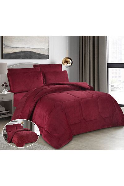 HOURS Horse Fur Winter Double-Sided Comforter Set with Durable and Soft Fabric and Heavy Filling, 6 Pieces, King Size