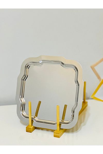 USD HOME Δίσκος σερβιρίσματος τσαγιού καφέ 6 τεμαχίων πολυτελείας από ασημί βασιλικό ανοξείδωτο ατσάλι