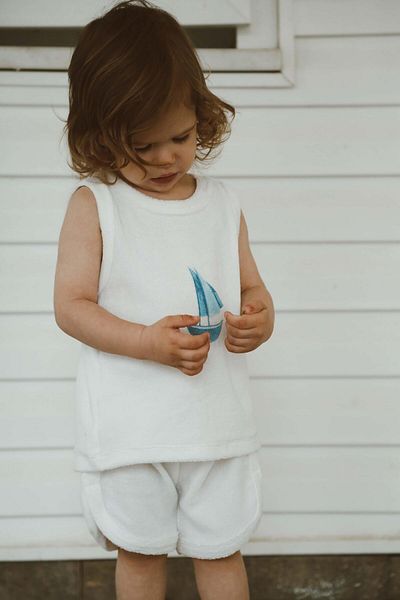 Oh La La Koala For Little Ones Sailing Print Towel Shorts Set