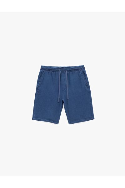 Koton Lace-Up Waist Cotton Pocket Detailed Bermuda Oversize Jean Shorts