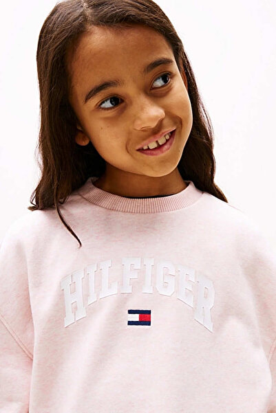 Tommy Hilfiger Kız Çocuk Th Varsity Sweatshirt - Pudra