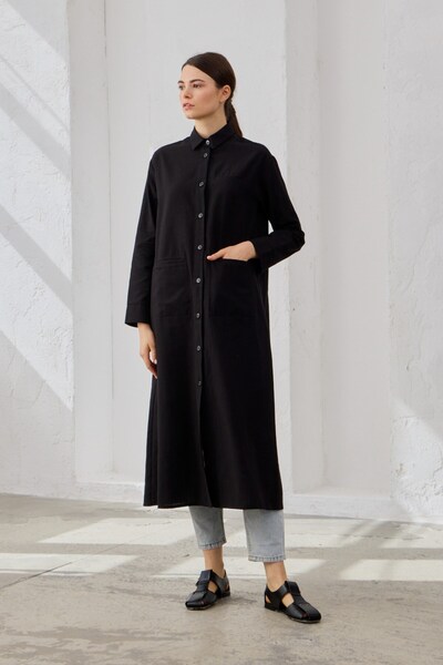 QANU Pocket Linen Shirt Black