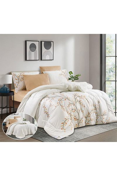 HOURS Horse Fur Winter Double-Sided Comforter Set with Durable and Soft Fabric and Heavy Filling, 6 Pieces, King Size