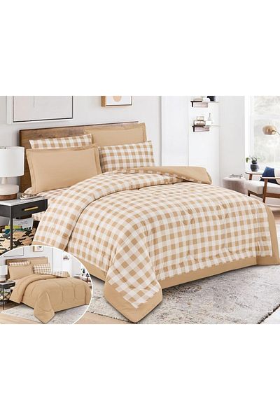 HOURS Carlee-08 Striped Two Piece Two Piece Horse Comforter Set