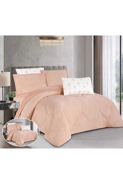 HOURS Horse Fur Winter Double-Sided Comforter Set with Durable and Soft Fabric and Heavy Filling, 6 Pieces, King Size