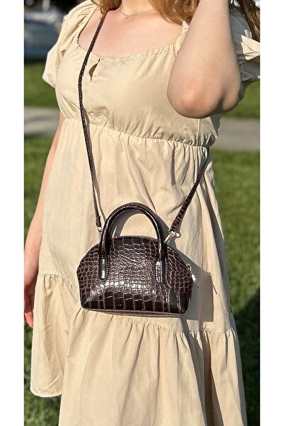 SİNİSA BAG Geantă de mână și de umăr cu curea încrucișată cu model mini croco...