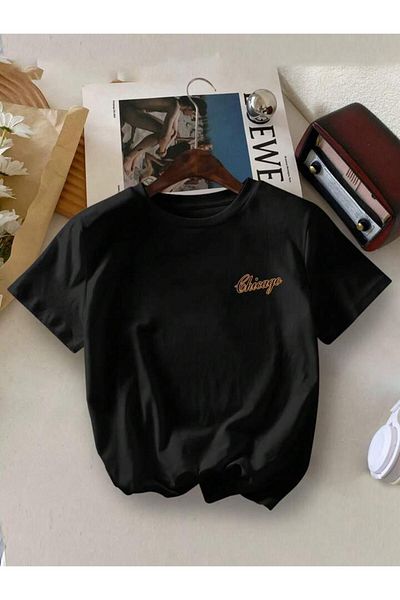vinraus Fată/Băiat Negru 23 Chicago Tricou imprimat pe spate și față