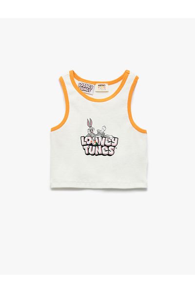 Koton Bugs Bunny Printed Ribbed Licensed Crew Neck Crop Undershirt