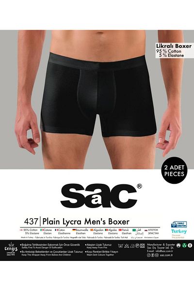 saac 2 Pieces Color: Parliament Blue and Navy Blue Elastic Combed Cotton Lycra Single Jersey Men's Boxer-437