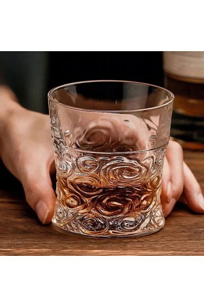 OEM Whisky Pahar, Premium Spiral, 300 ml, din sticla, 9 cm h, 8 cm l, 8,5 cm adancime