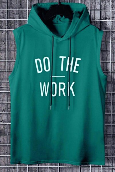 CAST COLLECTİON Men's Green Printed Athlete Do the Work Printed Hooded Undershirt