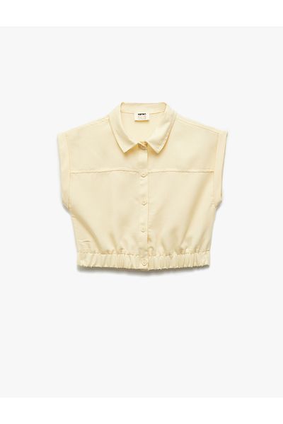 Koton Modal Blended Sleeveless Crop Shirt with Elastic Waist