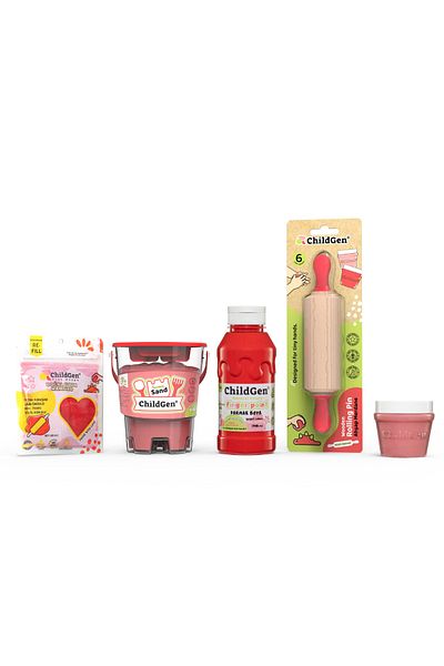 ChildGen Natural Dough-Sand-Paint Color Set - Red