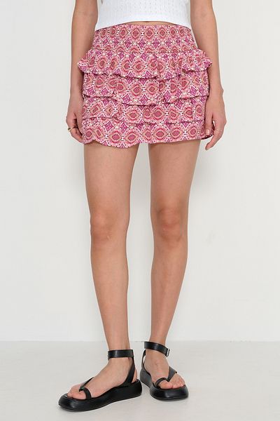 Addax Frilly Patterned Mini Skirt E17167