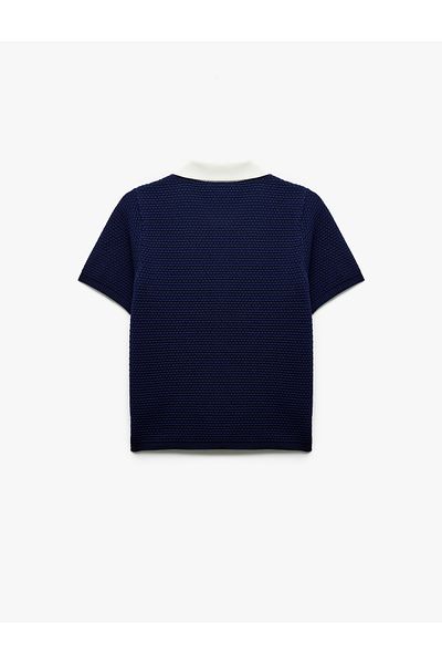 Koton Color Contrast Buttoned Short Sleeve Polo Neck Knitwear T-Shirt