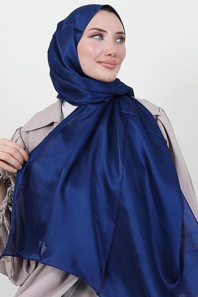 GİYZAMİLA Şal din satin perlat Albastru de noapte