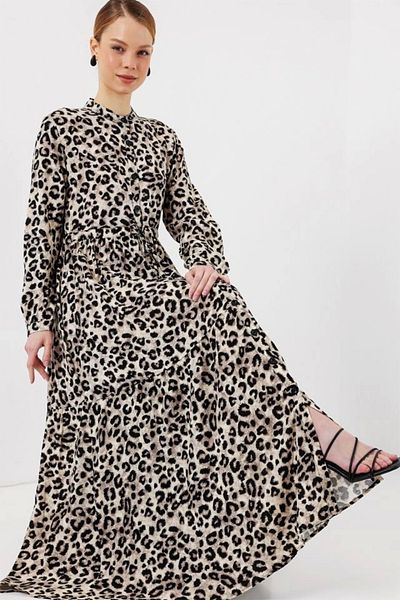 Kaplan 2144 Rochie Hijab cu guler dominator - K. Bej