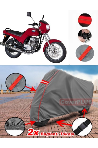 CoverPlus Jawa 350 2t Tarpaulin Motor Tarpaulin Motorcycle Cover Tent Red Sti...