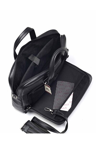 Aka Deri Black Leather Laptop Briefcase - 246 2