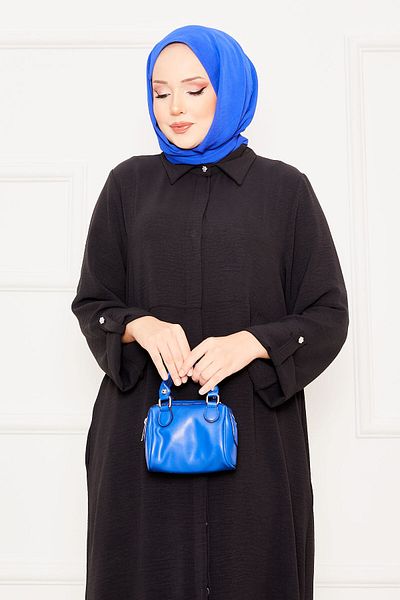 EBRUTESETTÜR Long Tunic Trousers with Foldable Sleeves and Pockets Double Hijab Suit