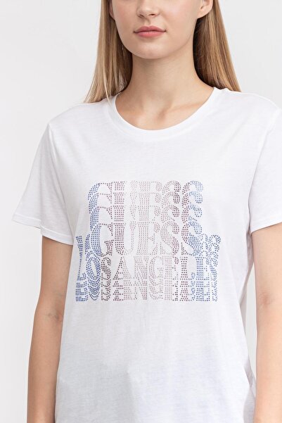 Guess Crew Neck White Women's T-Shirt W3Gı08K9Sn1G011