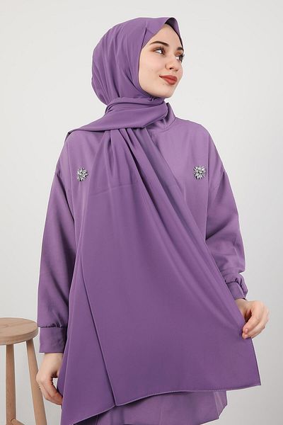 GİYZAMİLA Medina Silk Shawl Lilac