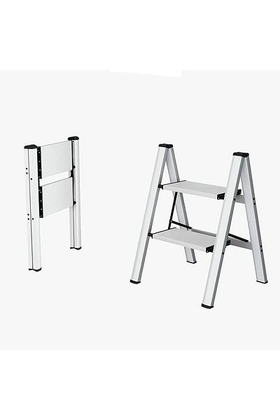 POWER INDUSTRIAL Power Industerial Home Ladder Aluminum Folding Step Rack Stool Wide Anti-slip Pedals Lightweight
