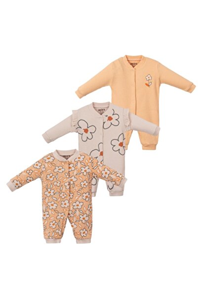 Necix's Floral Printed Baby Girl Triple Jumpsuit