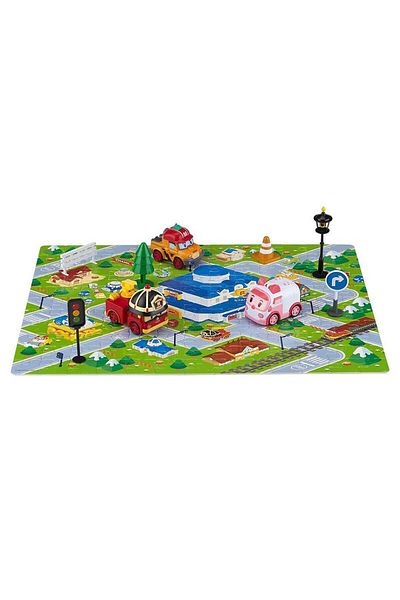 Robocar Poli Gogo City Playset – Amber, Roy, Mark Vehicle Figures and Puzzle Pieces (Ages 3+)