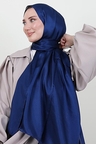 GİYZAMİLA Şal din satin perlat Albastru de noapte