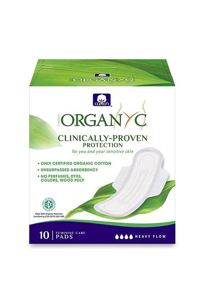 Organyc Heavy Flow Night Pads –10pcs | 100% Organic Cotton, Hypoallergenic & Eco-Friendly Protection