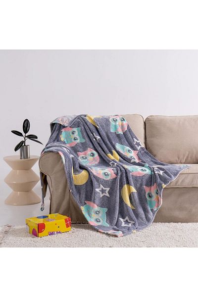 OEM Glow-in-the-dark Blanket with Owls, Flannel, 130 x 150 cm, glow-in-the-dark design