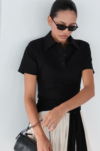Suud Collection Black Jane Polo Neck T-Shirt