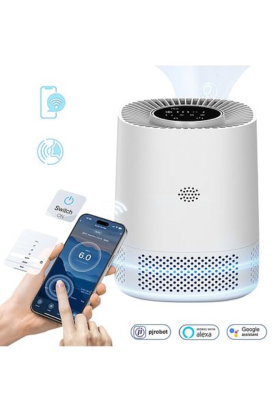 FlashHawk Smart Air Purifier for Bedroom, H13 HEPA Air Filter Real Time Air Quality Sensor, Quiet Auto Mode