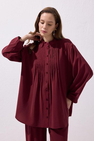 KADRİYE BAŞTÜRK Merly Shirt Pants Suit Claret Red