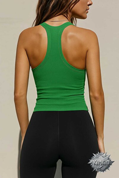 KİM Kİ O Women's V-Neck Knitted Tank Top Solid Color Slim Fit