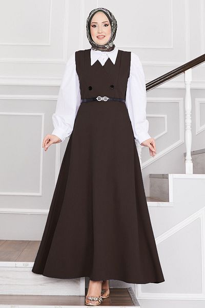 EBRUTESETTÜR Button Detailed Belted Hijab Gilet