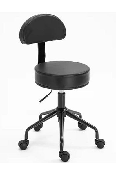 LA PERLA TECH Adjustable Swivel Stainless Steel Bar Stool with Backrest, Footrest, Pedicure Chair for Salons,Black