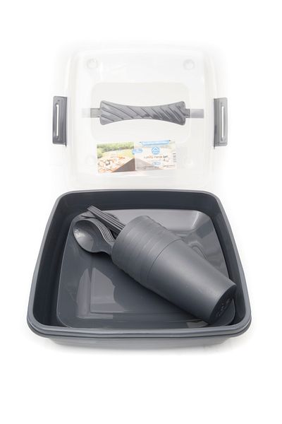 denizhomecollection 32 Piece Plastic Picnic Set - Anthracite Color