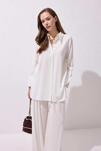 KADRİYE BAŞTÜRK Modal Basic Gömlek Ekru